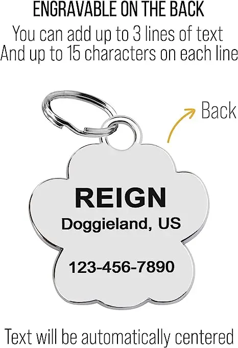 Stainless Steel Engraved Pet Name Collar Pendant ID Tags Personalized Anti-lost Engraved Diamond Pendant Necklace For Cat Dog ID