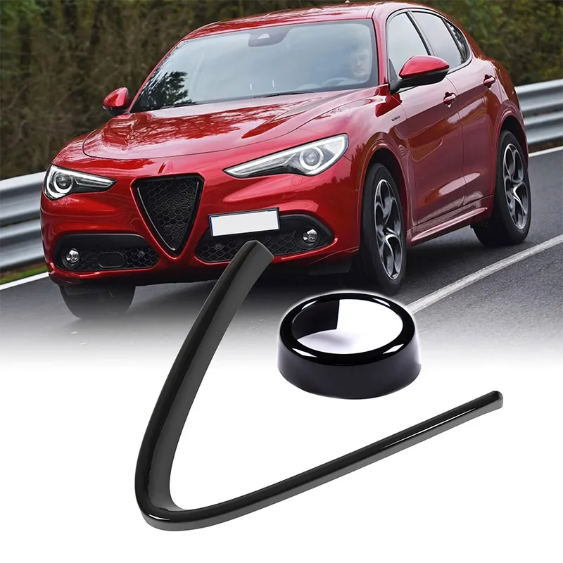 

For Alfa Romeo Giulia Stelvio 2017-2024 Car Front Bumper Center Grille V Shape Cover ABS Carbon Fiber Style Decorative Trim