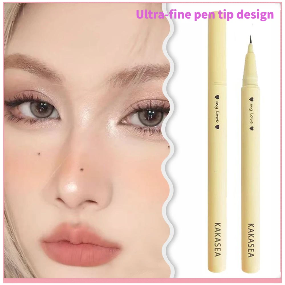 Ultra Thin Long-Lasting สีดําสีน้ําตาลขนตาอายไลเนอร์ปากกากันน้ํา Smooth โกหก Silkworm ไม่มีรอยเปื้อนดินสออายไลเนอร์