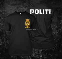 Venta caliente hombres camiseta moda Dansk danes Dinamarca Politi policia-Custom T-Shirt negro camiseta del verano