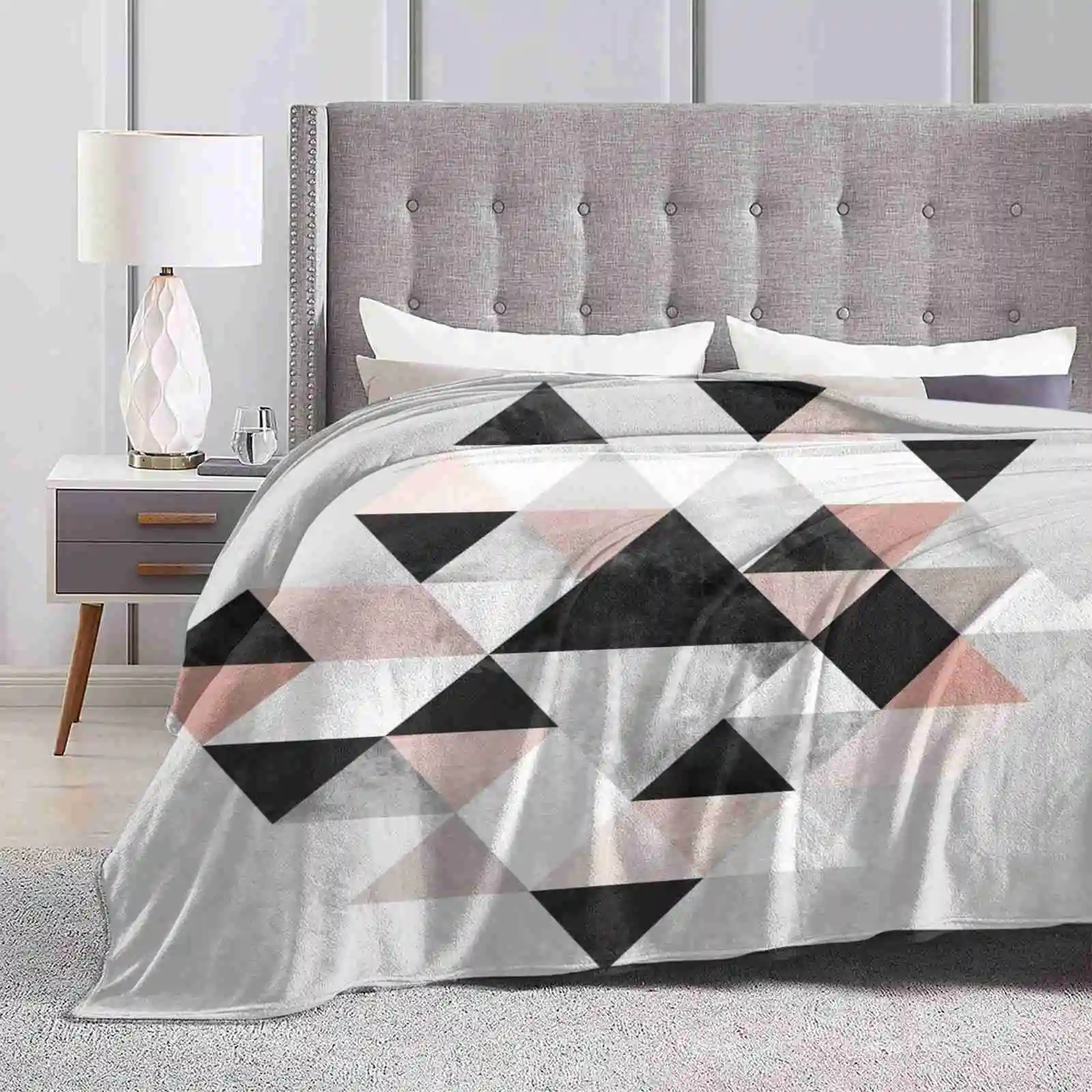 Graphic 202 Soft Warm Light Thin Blanket Abstract Graphic Geometry Triangle Shape Scandinavian Texture Marble Minimalist