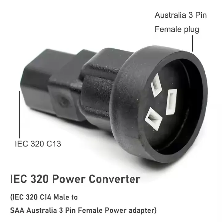 IEC 320 C14 to SAA Australian AC 3 Pin Female Plug Straight AC Power Adapter Connector for Industrial