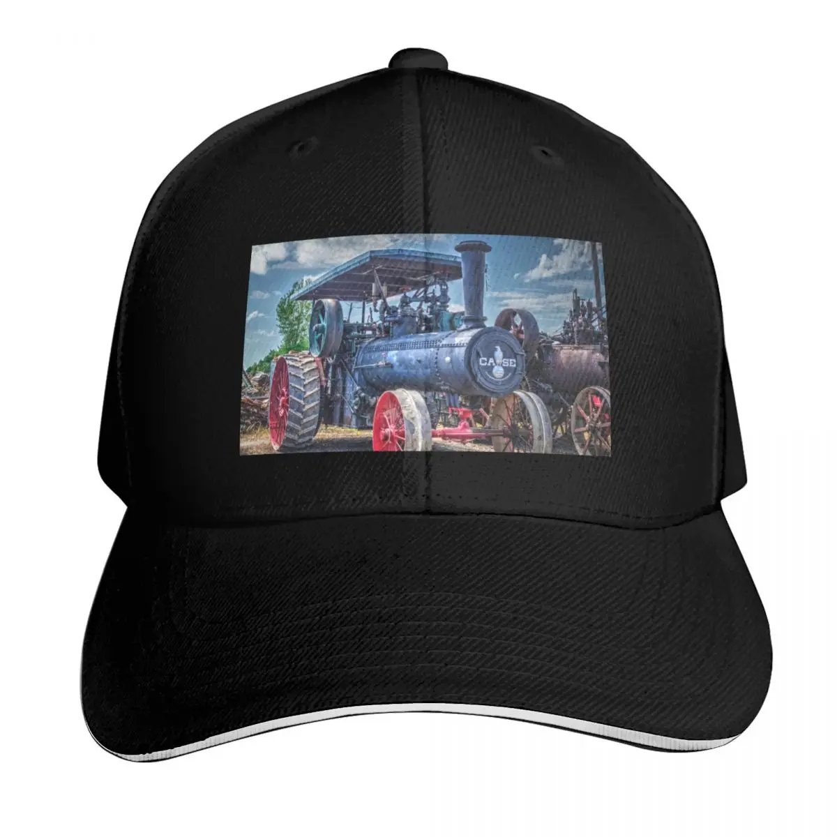Case Steam Traction Engine Baseball Cap Quick Dry Performance Cotton Twill Breathable Contrast Two Tone Brim