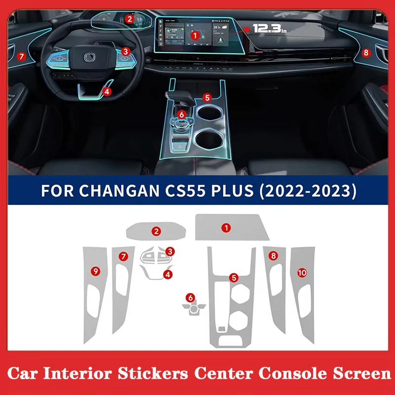 Car Interior Center Console Transparent TPU Protective Film Anti-scratch Dedicated For CHANGAN CS55 PLUS CS55 PLUS 2022 2023