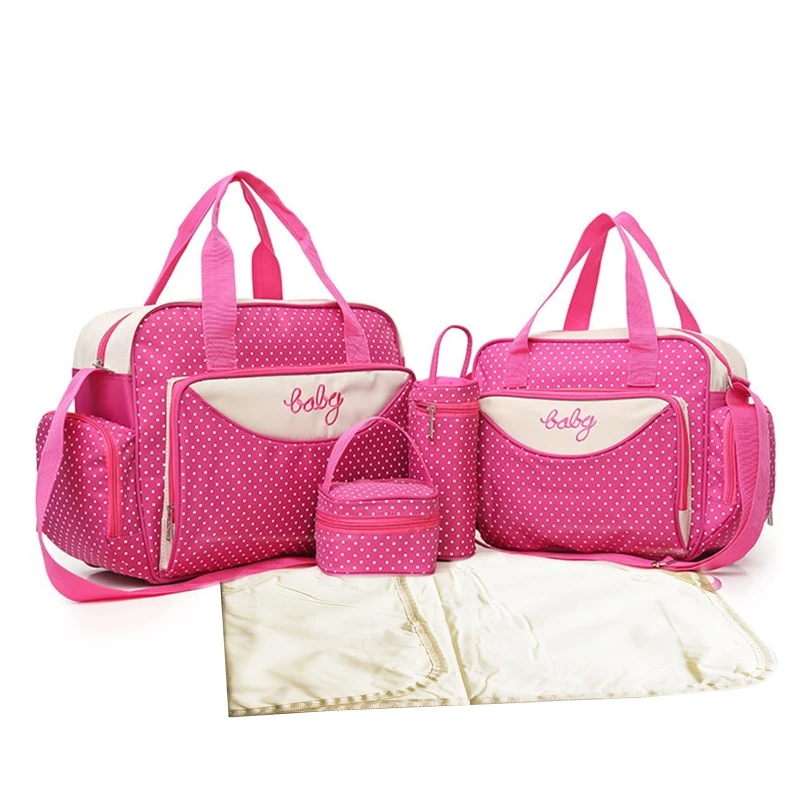 5 pçs/conjunto multifuncional bolsa de fraldas para bebê bolsa grande capacidade de bolinhas múmia maternidade viagem