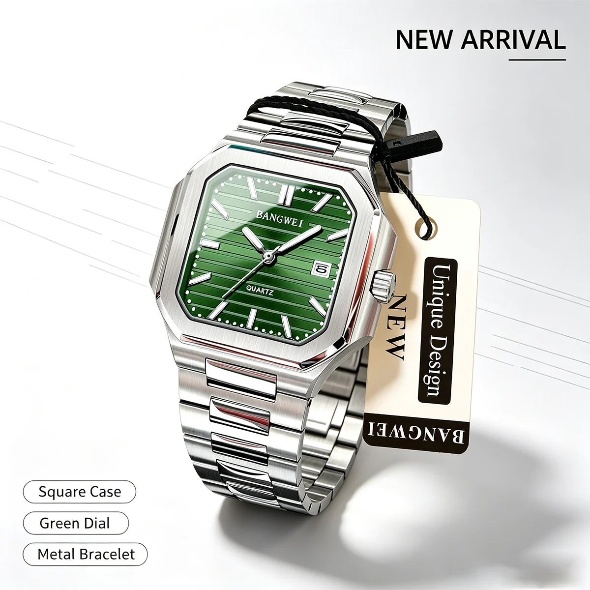 

BANGWEI New Business Man Watches Waterproof Luminous Date Classic Watches For Men Stainless Steel Men's Quartz Wristwatch Reloj
