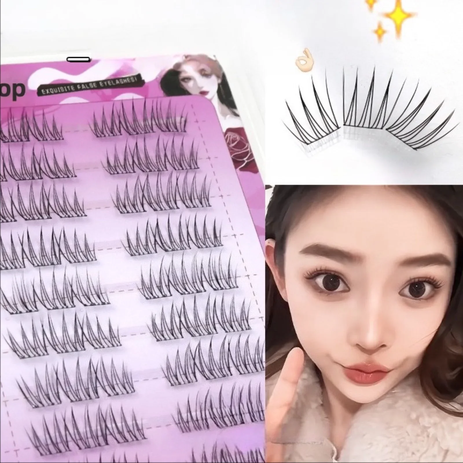 Cílios de feijão de amor sem cola ~ série de grupo de meninas preguiçosas tira de borracha transparente autoadesiva adesivo rápido de um segundo