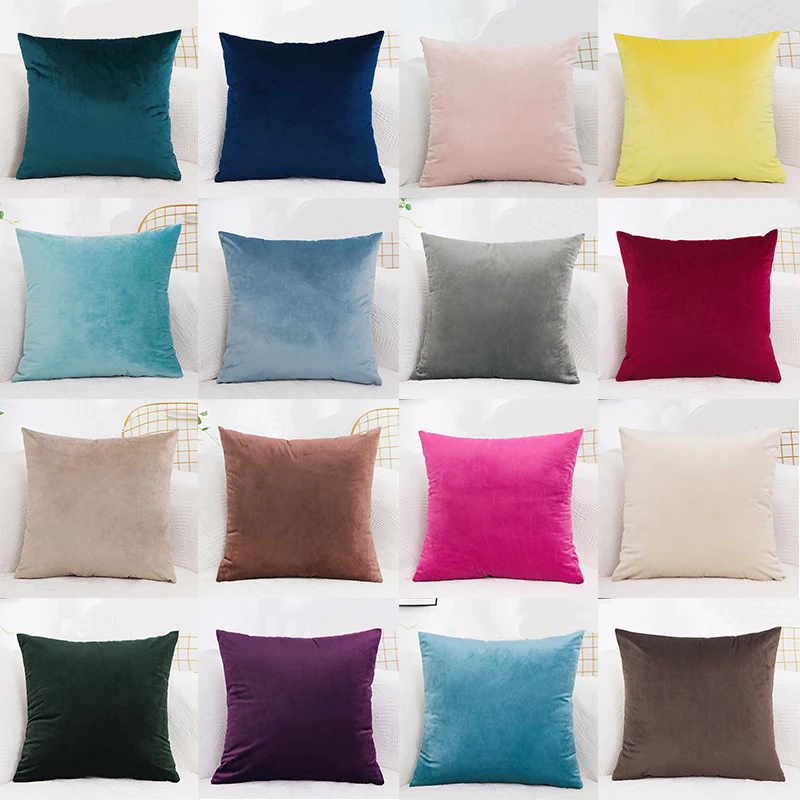 40*40cm Velvet Pillowcase Solid Color Smooth Cushion Cover Simple  Living Room Bedroom Sofa Pillow Cover Home Decoration