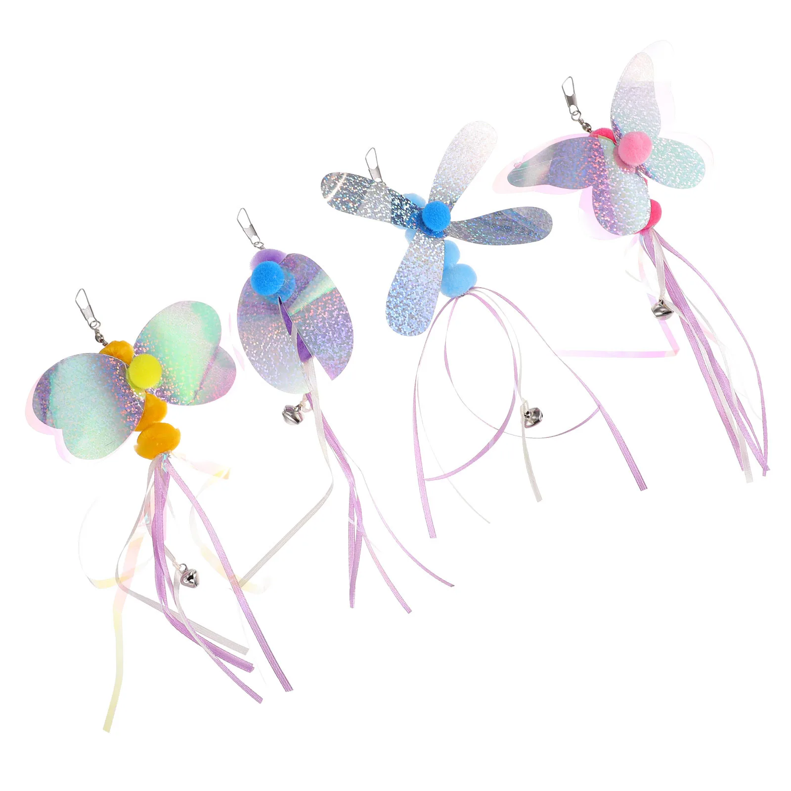 

4Pcs Bell Cat Teaser Wand Fun Engaging Stick for Cats Natural Instinct Training Daily Exercise