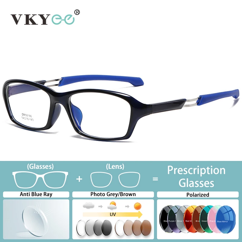 

VKYEE Square Frame Design Sports Glasses Outdoor Riding Goggles Progressive Multifocal Photochromic Customizable Prescription