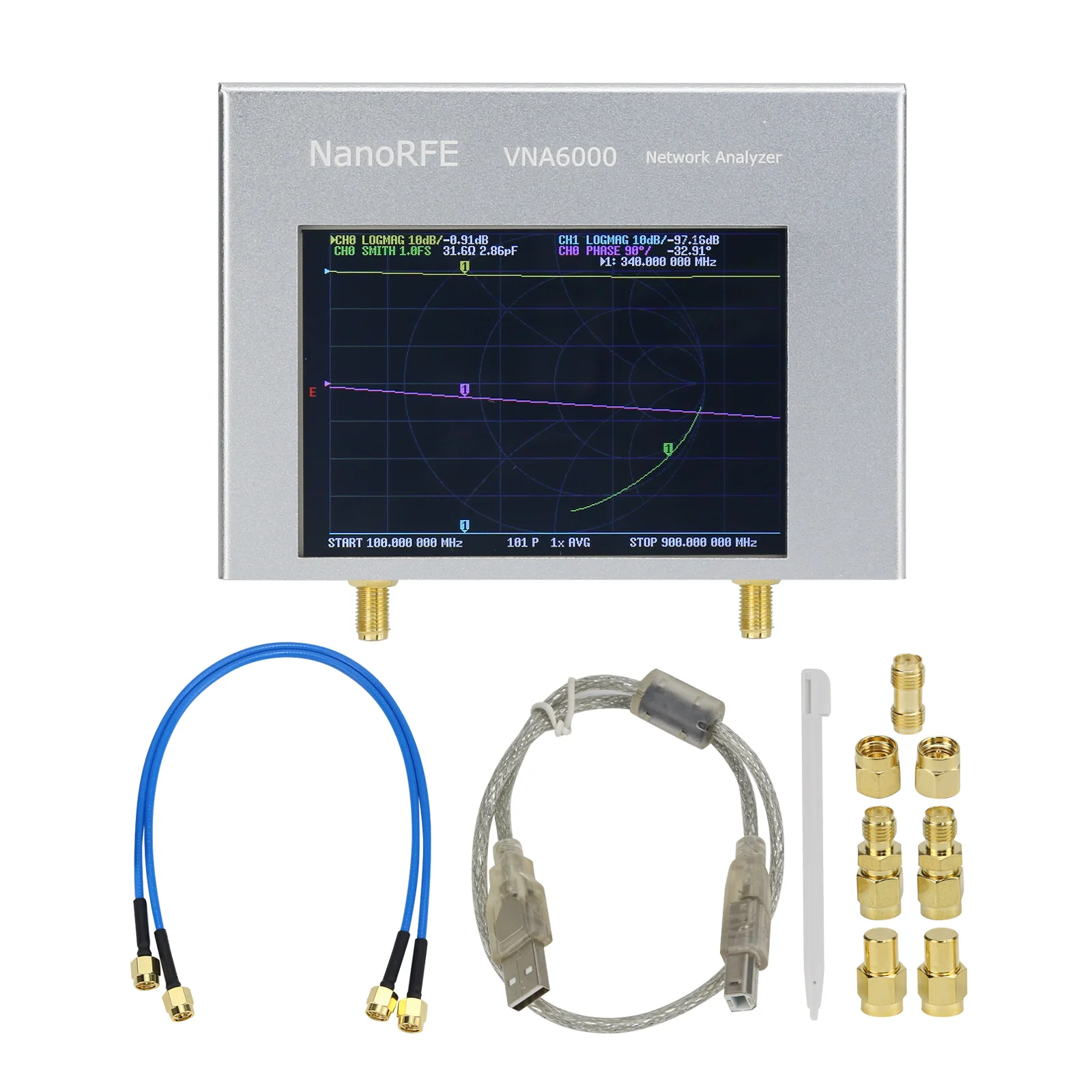 

VNA6000-B Two Port 6GHz Portable High Per formance Vector Network Analyzer with 110dB Dynamic Range