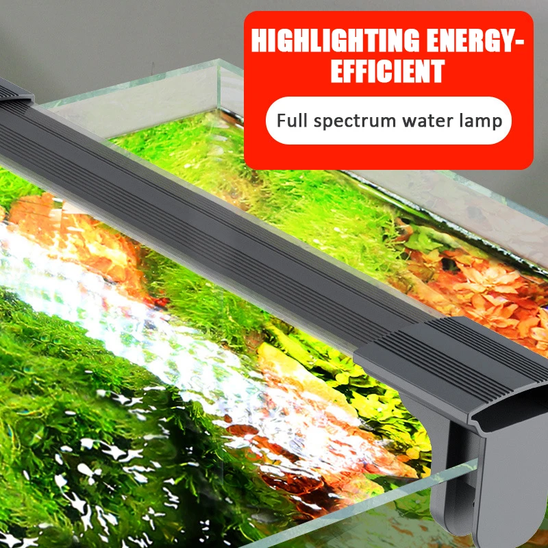 Aquario LED Light Ultra-thin Fish Tank Aquatic Plant Growth Lighting Waterproof Bright Clip Light RGB LED20-60cm Para Aquario