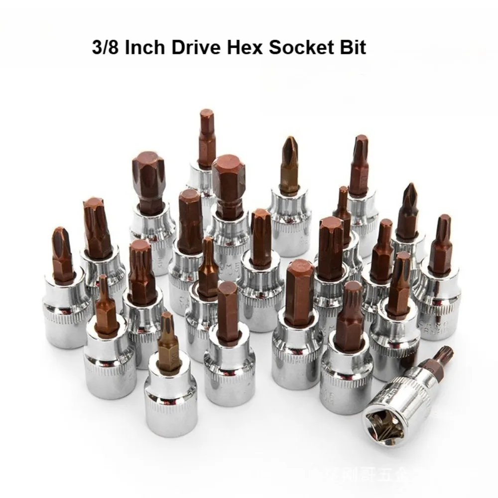3/8 Inch Drive Hex Socket Bit Torx Screwdriver Bits Wrench Socket Adapter H3 H4 H5 H6 H8 H10 T30 T40 T50 T55 Tool Parts