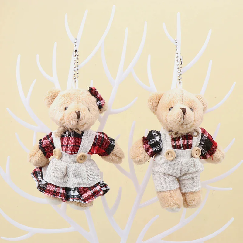 Keychain with Cartoon Clothes Bear Plush Toy; Soft Stuffed Doll Ornament; Backpack and Car Bag Accessory; Kids Present