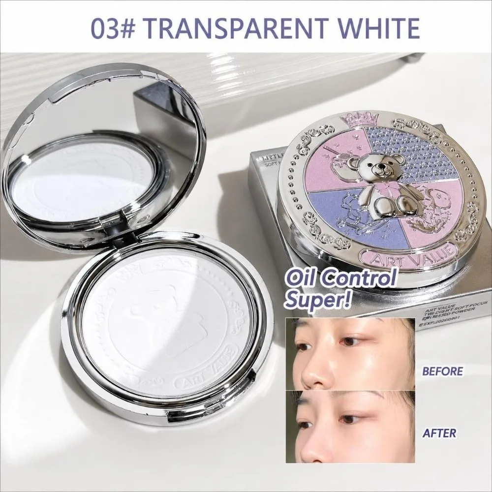 Oil Control Pressed Powder Waterproof Long Lasting Setting Powder Pearlescent Texture Matte Highlighter Powder Makeup Routine