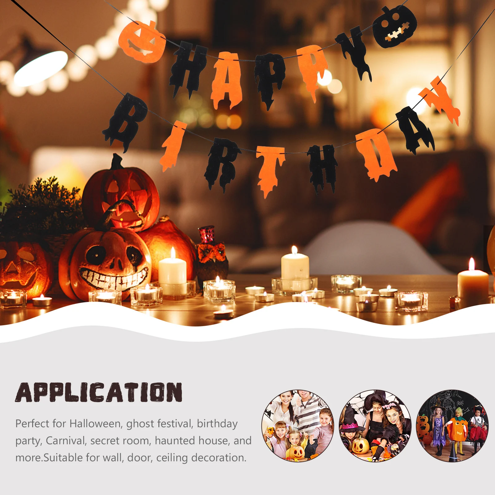 

Halloween Banner Latte Art Pumpkin Themed Party Decoration Bunting Pendant Banner For Birthday Ghost Festival CarnivalHaunted