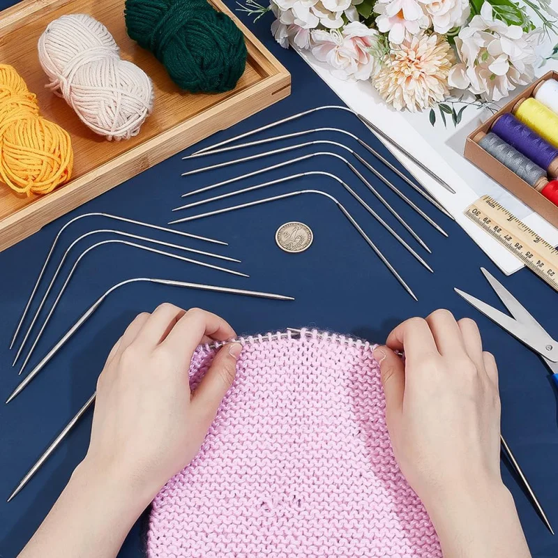 15pcs Circular Knit Needles Flexible Knitting Needles with Magic Double Pointed Yarn Knitting Needles