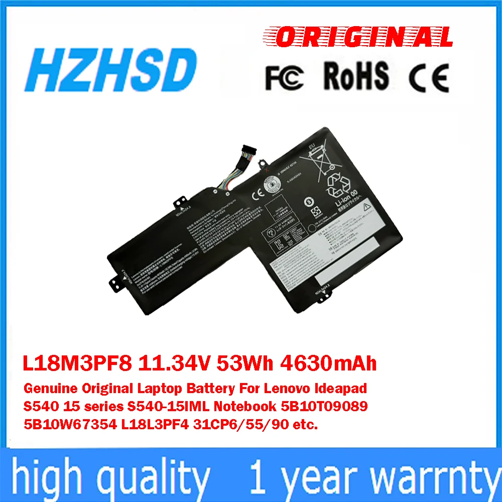 

L18M3PF8 11,34 В 53 Втч 4630 мАч Оригинальный аккумулятор для ноутбука Lenovo Ideapad S540 15 серии S540-15IML 5B10T09089 5B10W67354