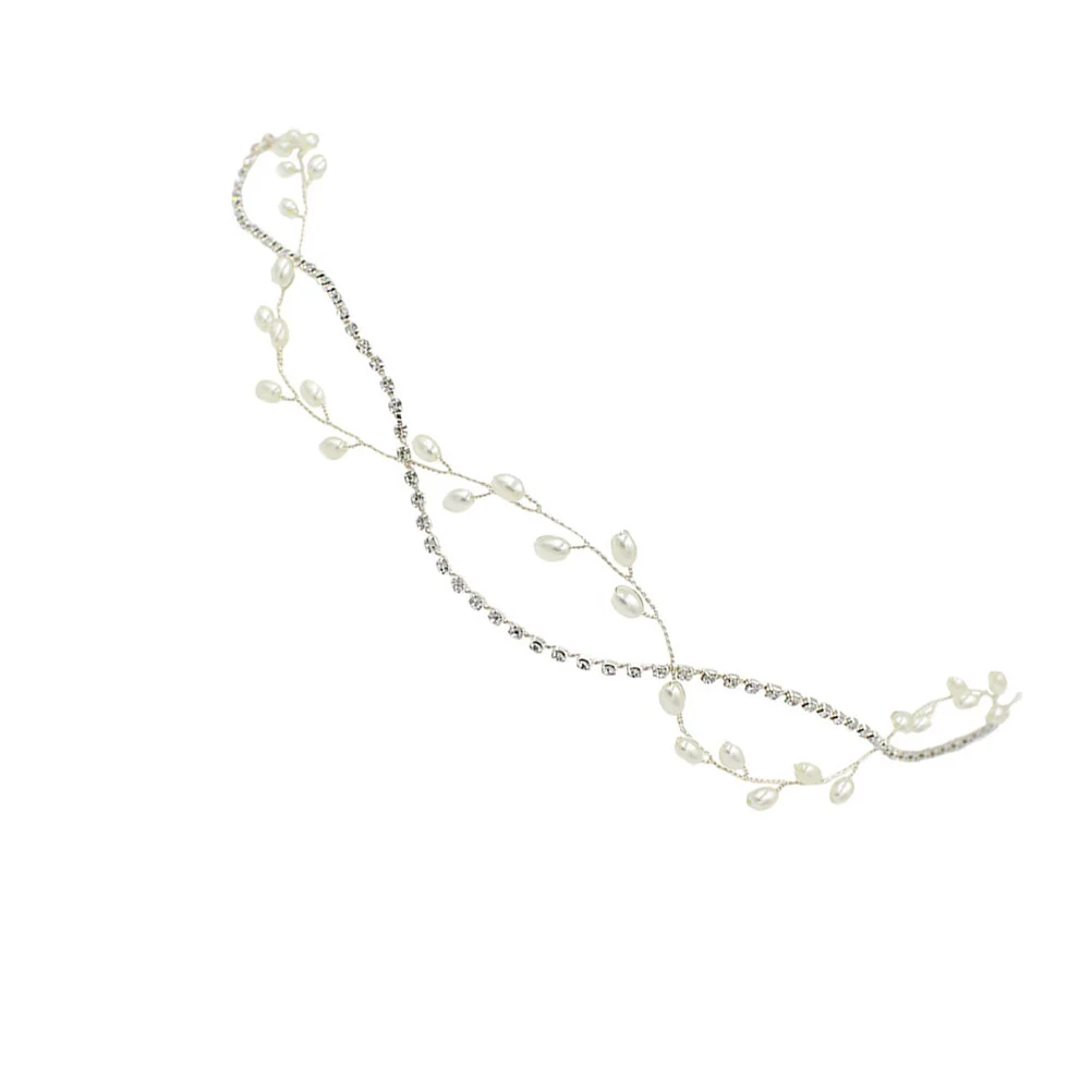 1Pcs Pearl Rhinestone Inlaid Bridal Headband Lightweight Alloy Wedding Hairband Bride Hair Clasp Vintage Bridal Headdress Hair