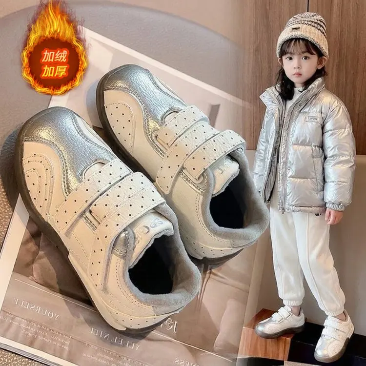 Colour-Block Baby Sneakers Polka Dot Detail, Double Hook-And-Loop Straps, Flexible Non-Slip Sole PU Leather Shoes