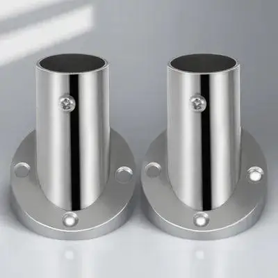 

2pcs Stainless Steel Bevel Angle Flange Bracket For Closet Rod Wardrobe Support Pole Socket J-Shape Rustproof Bathroom