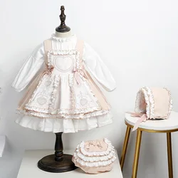 Carnival Christmas New Year Ball Lolita Girls' Princess Dress Autumn Elegant Preschool Girls' Baby Girl Dress Three Piece Set