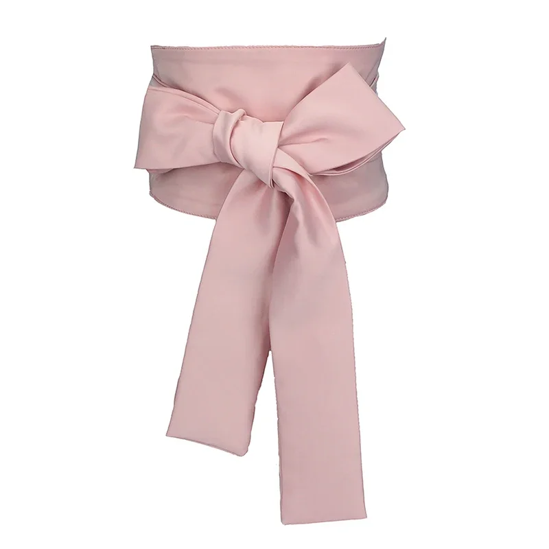 2019 Satin Fabric Wide Waist Belt For Women Purple Blue Pink Self-Tie Bandage Dress Belt For Ladies Slimming Corset Girdle Belts