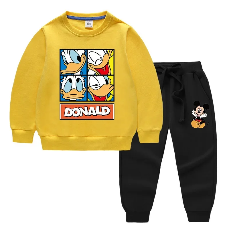 

Детская одежда Disney с Микки Маусом и Дональдом Даком Детская толстовка и брюки комплект из двух предметов детский Чистый хлопок
