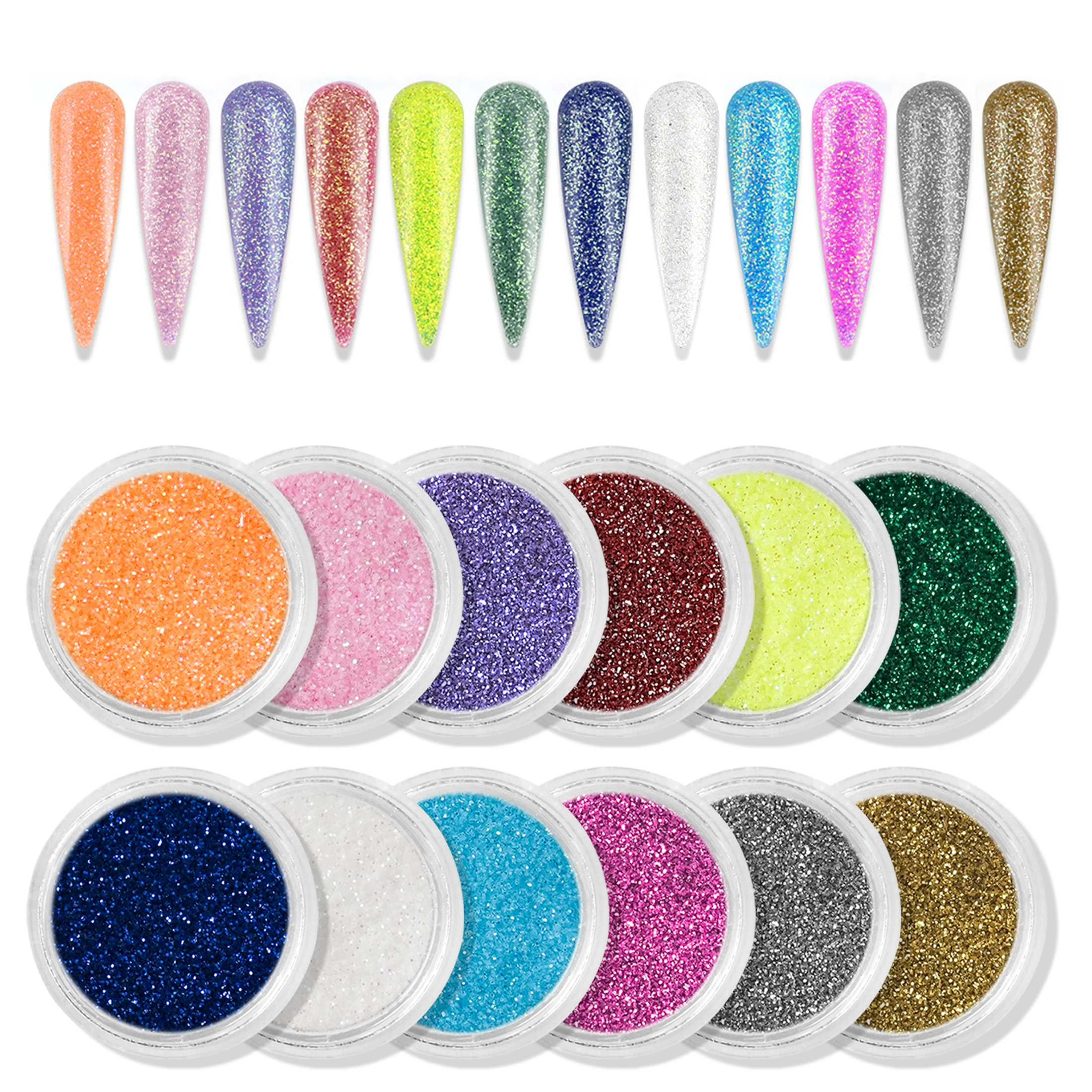 12 teile/satz DIY Dekoration Werkzeuge Nagel Glitter Mix Farben Nagel kunst feines Pulver Staub UV Gel politur Acryl Nagels pitzen