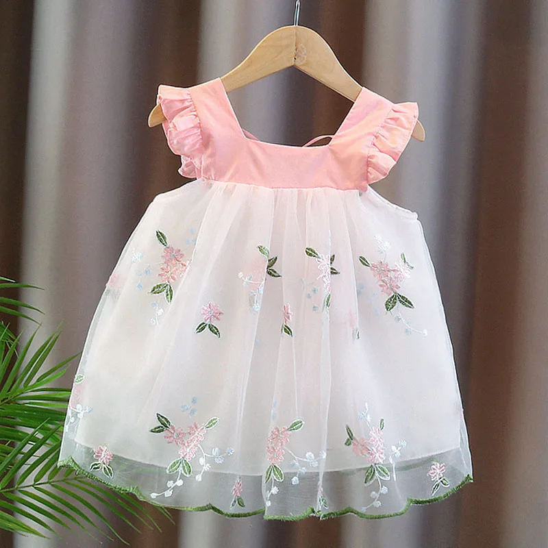 

Summer Backless Princess Dress Mesh Toddler Girl Dress Birthday Ball Gown Elegant Baby Girl Cltohes Lovely Children Outfit A1065