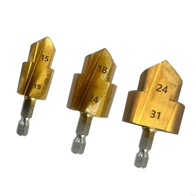 

3Pcs Lifting Stepped Drill Bit Water Pipe Connection 20/25/32mm Hexagon Shank