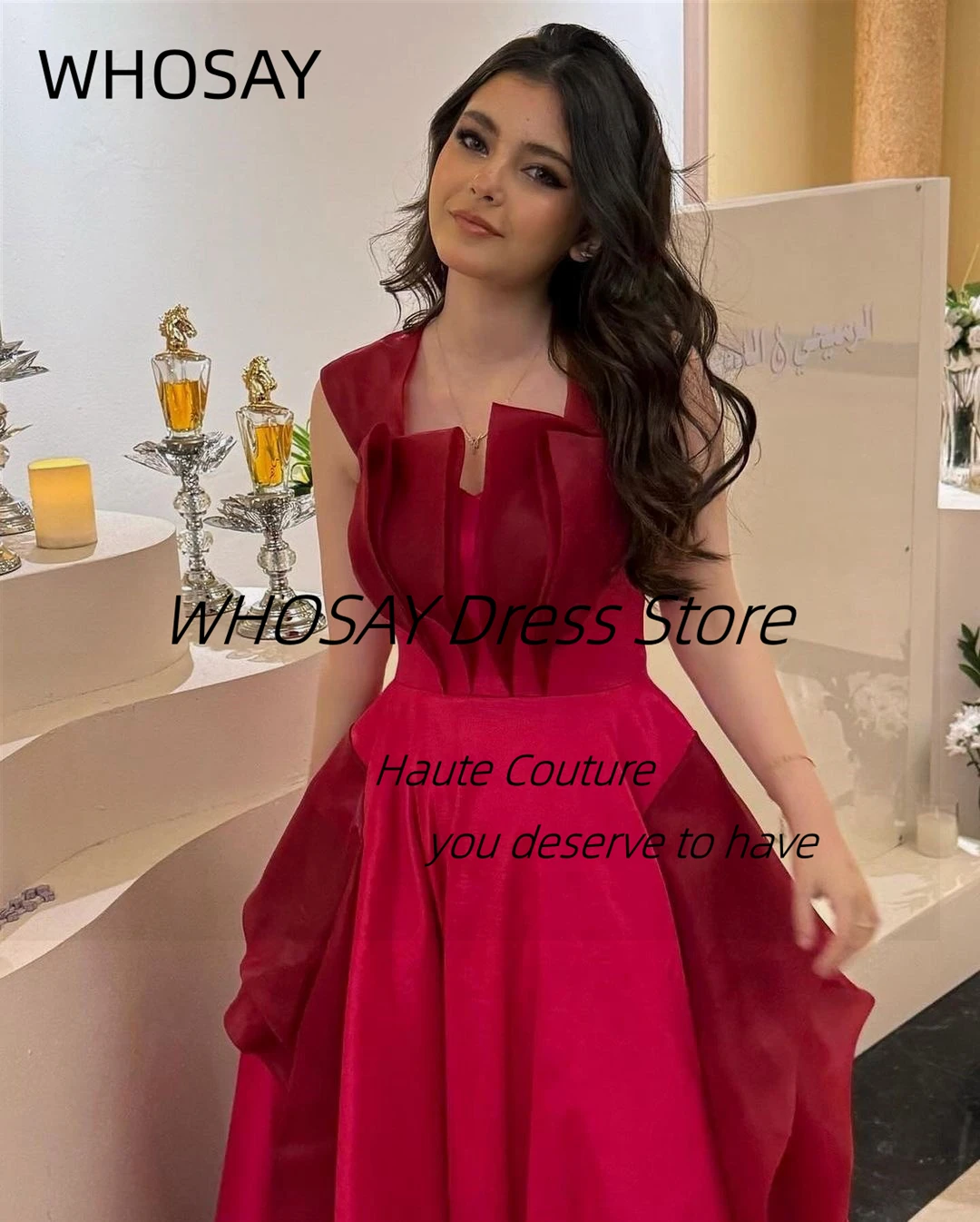 WHOSAY Contrast Color Vestidos Des Fiesta Off Shoulder Prom Dresses Ruched Long Floor Birthday Party Evening Gowns