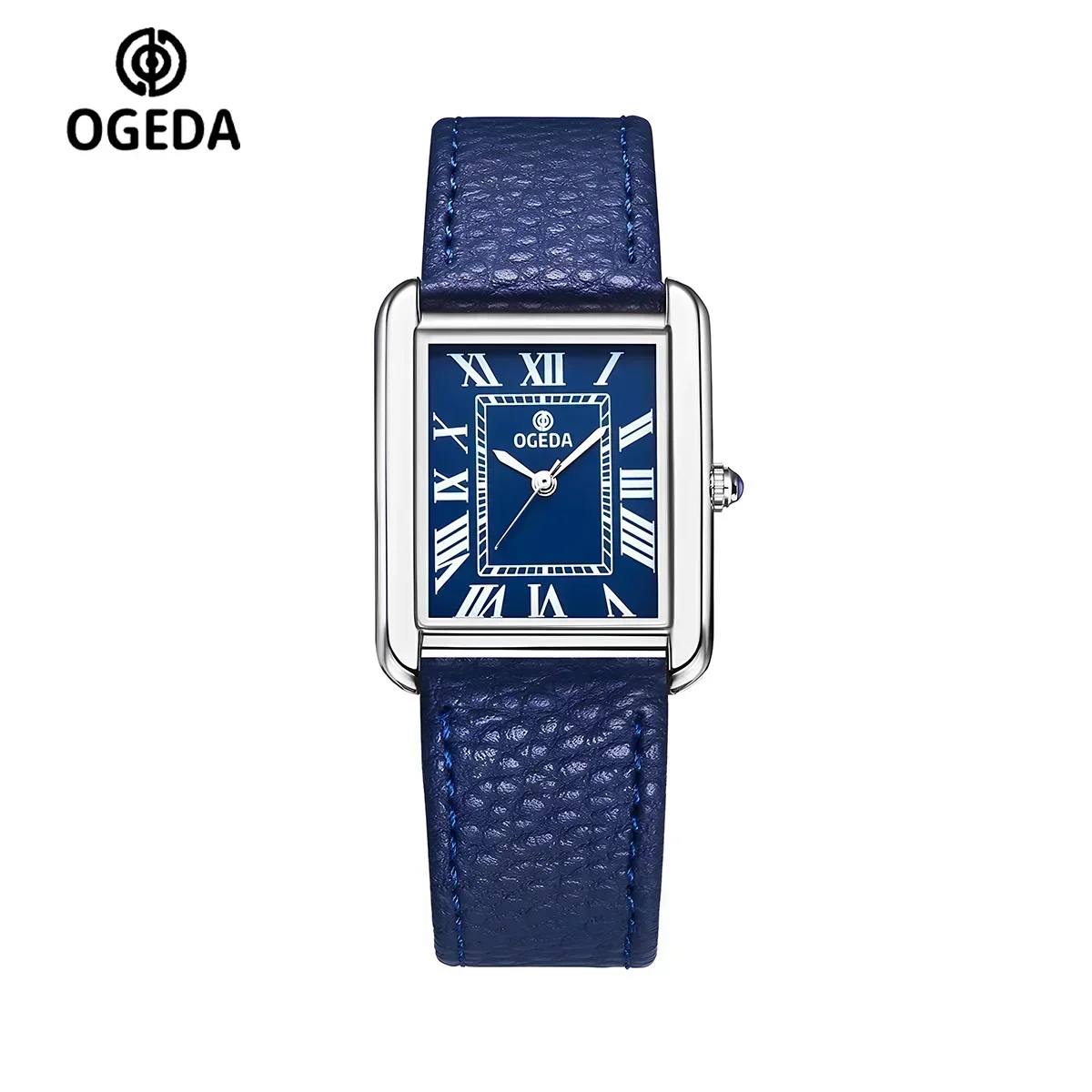 OGEDA 2025 New Rectangular Men's Quartz Watch Leather Strap Sports Waterproof 3Bar Mineral Glass Alloy Case Reloj Hombre Wa