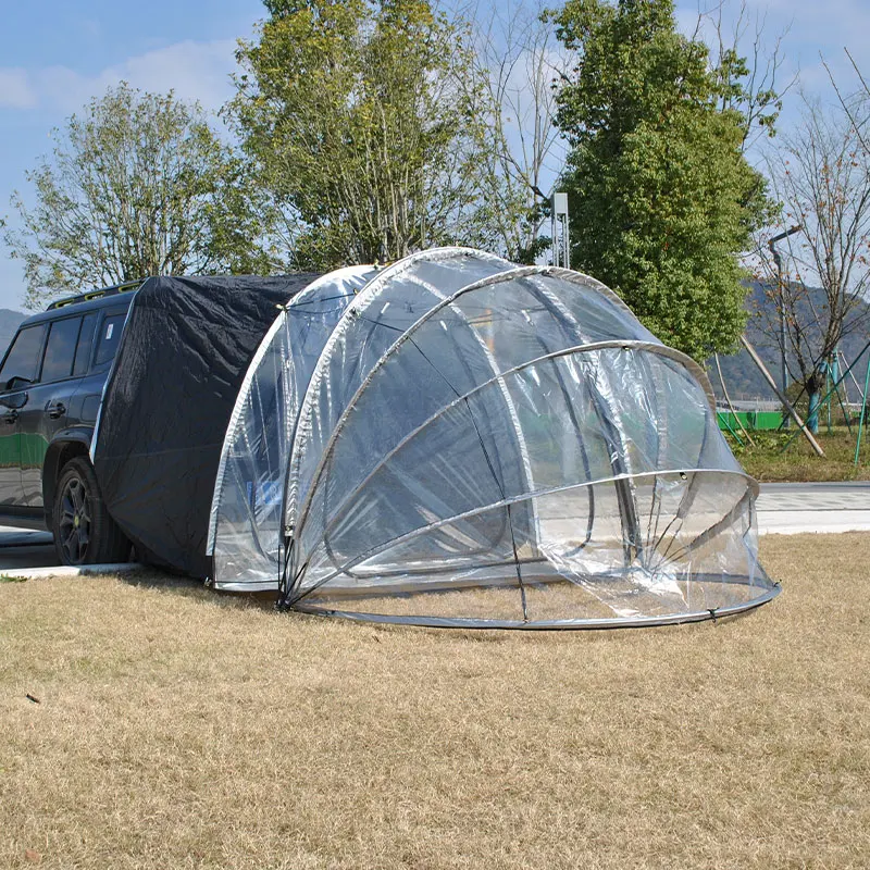 Transparent Car Tail Tent Featuring Transparent Materials For Visibility And Light,2 Rooms Camping SUV Tent Provides Clear View