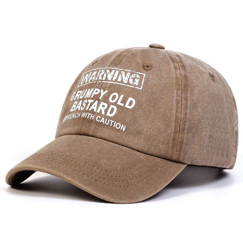 Unisex WARNING GRUMPY OLD BASTARD Print Wash Baseball Caps Spring and Autumn Outdoor Adjustable Casual Hats Sunscreen Hat