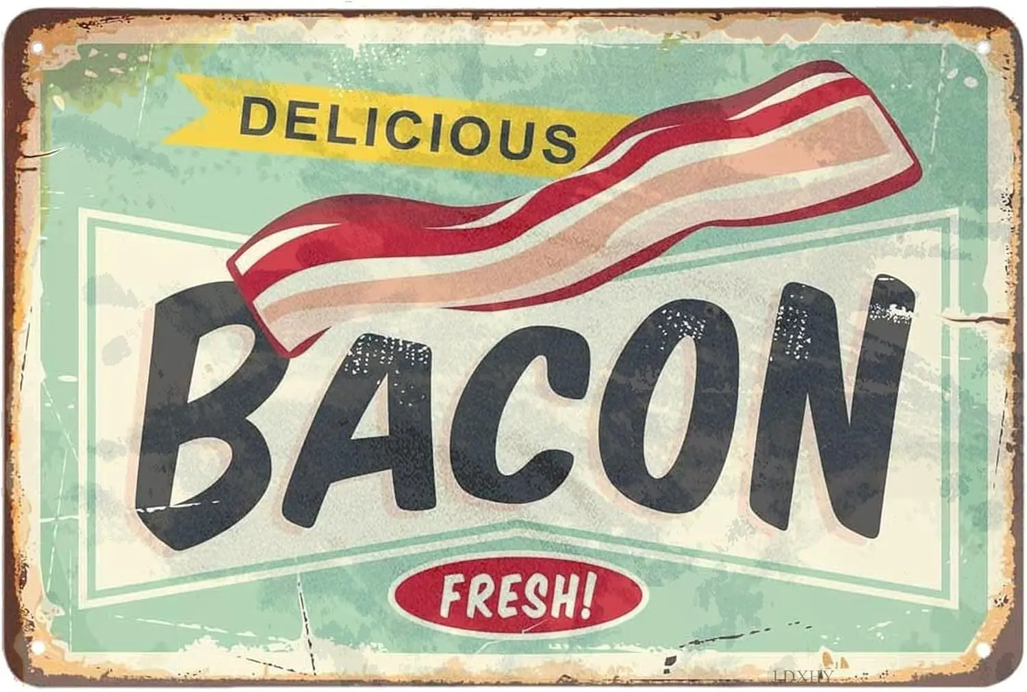 Retro Metal tin Sign Delicious Bacon Sign Funny Home Cave Garage bar Wall Decoration Vintage Metal Sign 8 x 12 inch