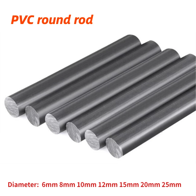 

2PCS Plastic PVC Round Rod Bar Dark Gray Diameter 6mm 8mm 10mm 12mm 15mm 20mm 25mm for DIY Tools Length 500mm