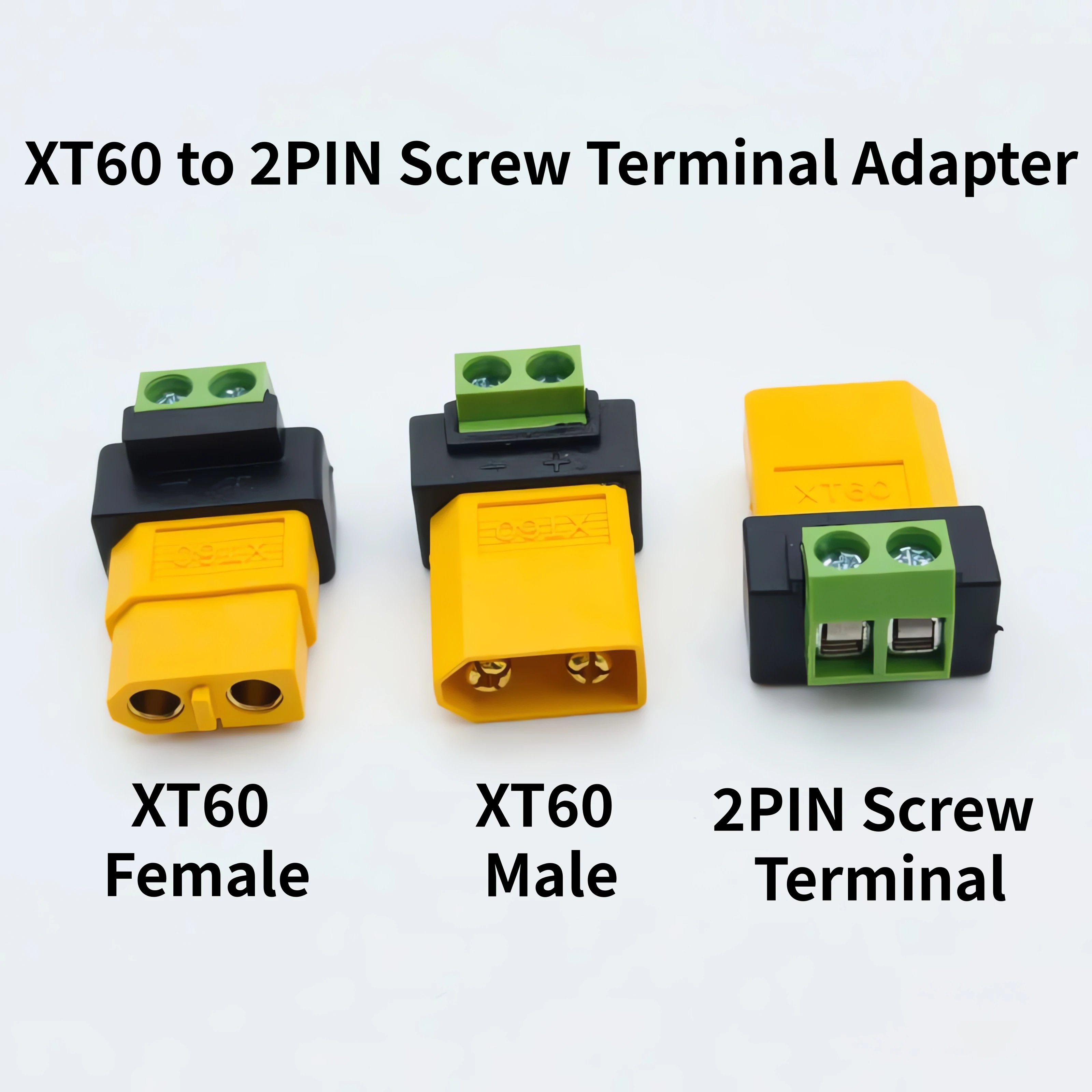 For Solar Panel FPV Drone Model Aircraft Balance Charger XT60 Male Female to 2PIN Screw Terminal Solderless Adapter Connector