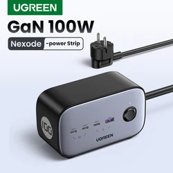 UGREEN GaN 100W Power Strip Smart Power Contorl with 3 AC  Sockets Extension Socket 2M Cable for iPhone 14 Laptop