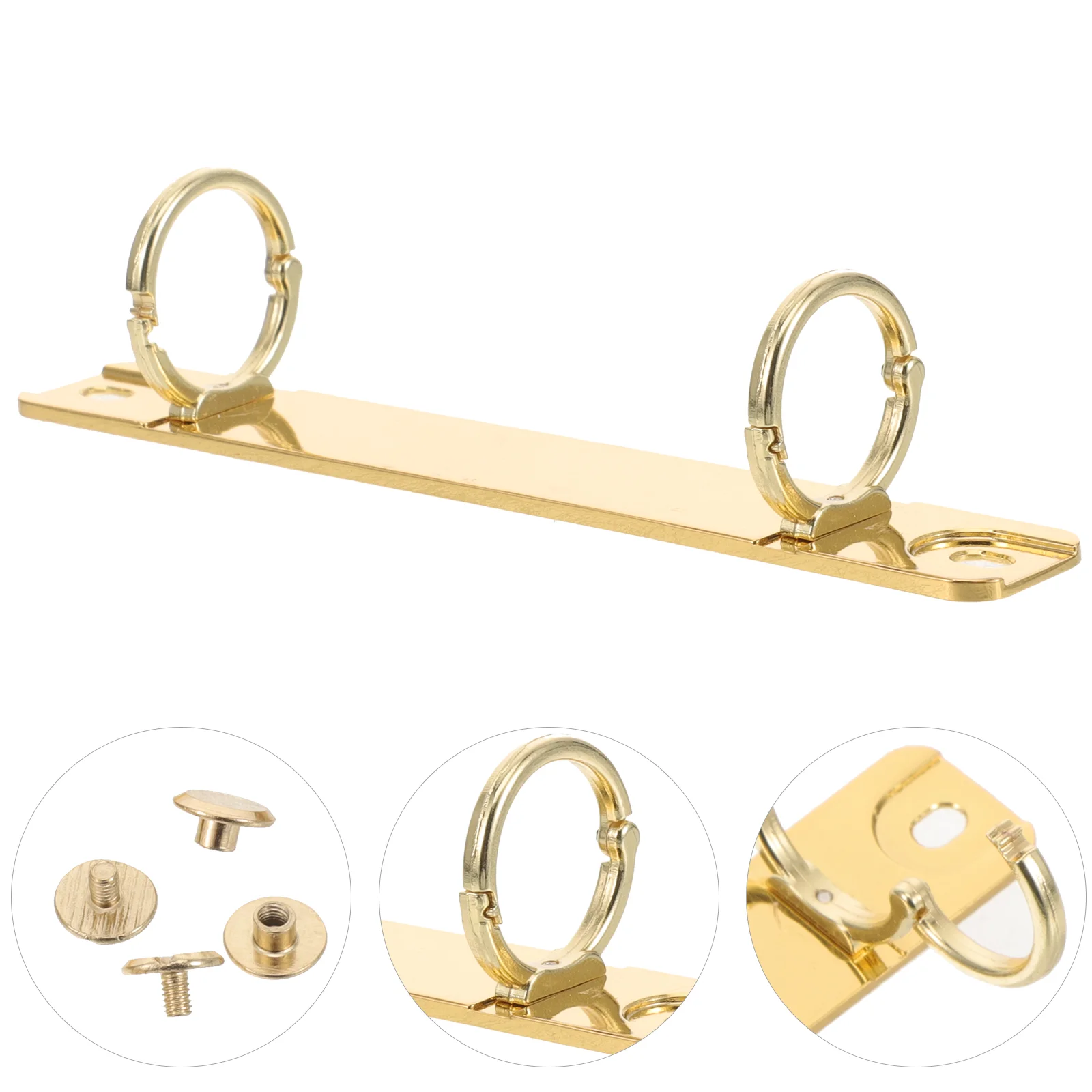 Rings for Index Cards Binder Clasp Magazine Rack Notebook 2 Journal Golden Office Clips