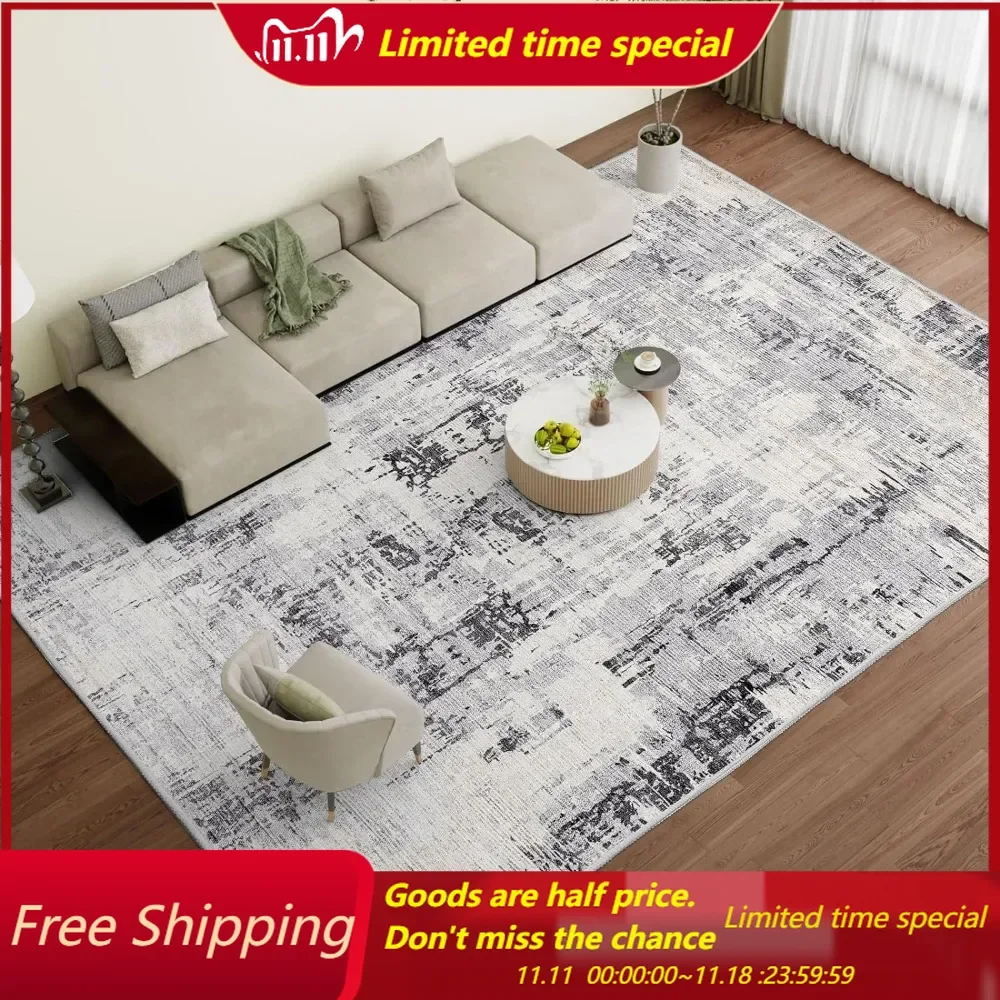 

Washable Abstract Area Rug - Contemporary Style for Living Room, Bedroom, Kitchen - Machine Washable Rug for Living Roo