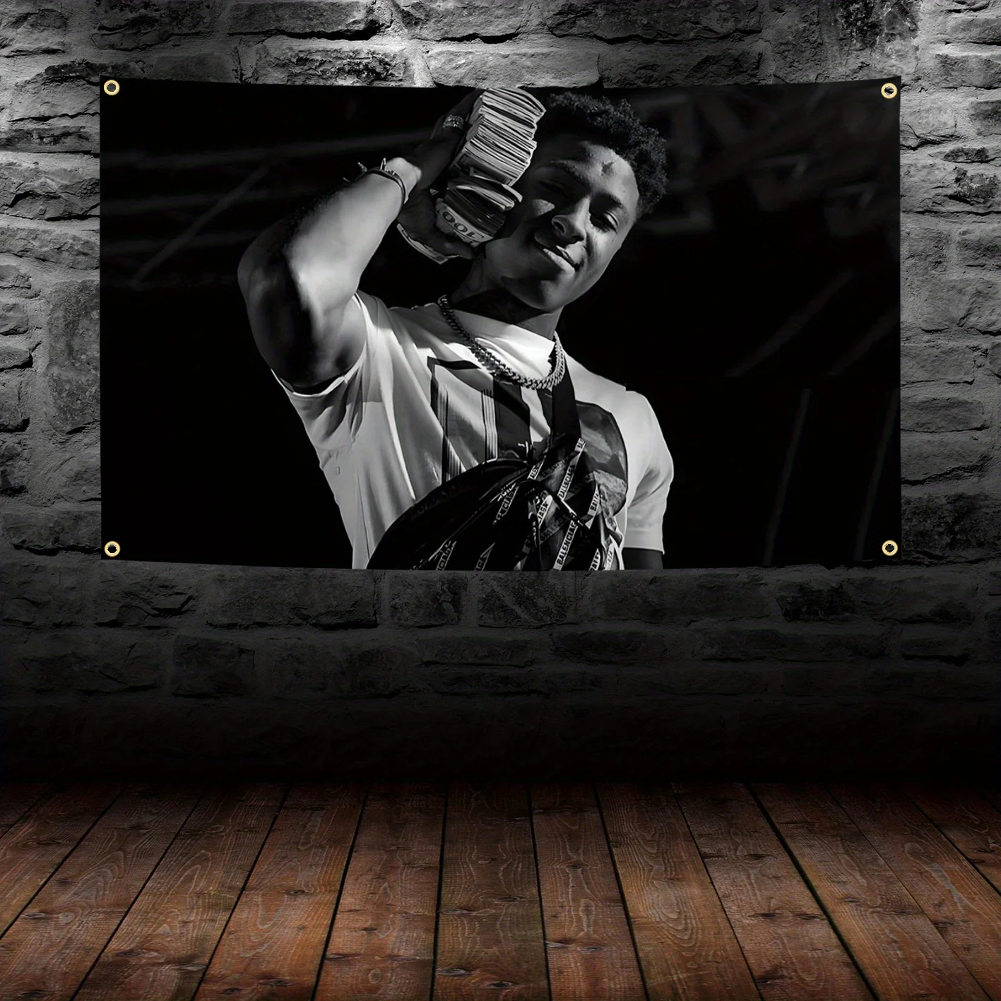 Hip Hop Music Artist Tapestry Street Style Wall Hanging Urban Art Decor Black and White Concert Room Art without flagpole