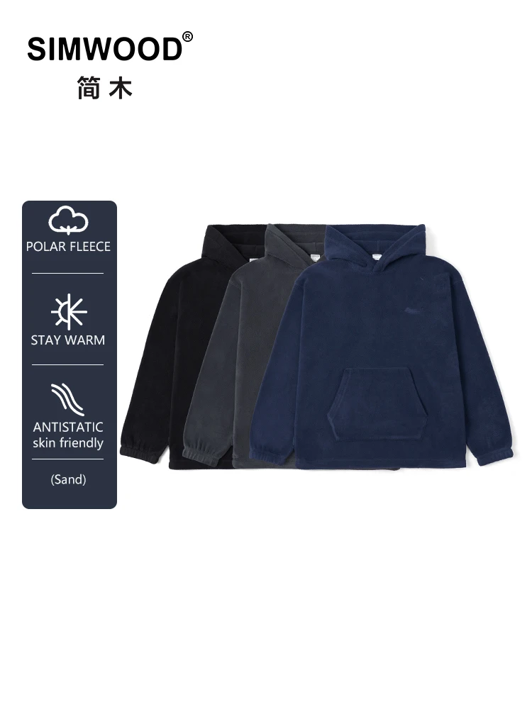 SIMWOOD-Hoodies masculinos confortáveis de lã polar, moletons oversize, bordado de logotipo quente, alta qualidade, outono, inverno, novo, 2022