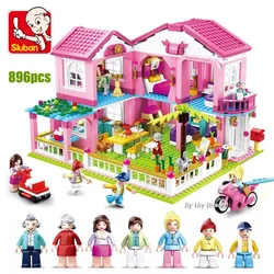 Sluban – Ensemble de Blocs de Construction de Maison de Ville pour Fille, Château de Princesse, Appartement, Jardin, Villa, Jouets, Figurines, Cadeaux pour Enfant, DIY