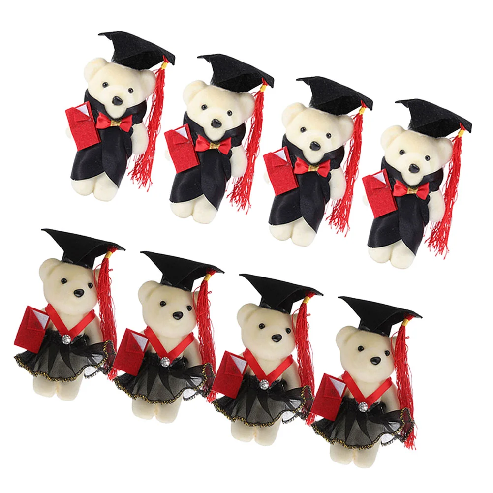 

8 Pcs Graduation Season Dr Bear Mini Toys Adornments for Bouquet Modeling Plush