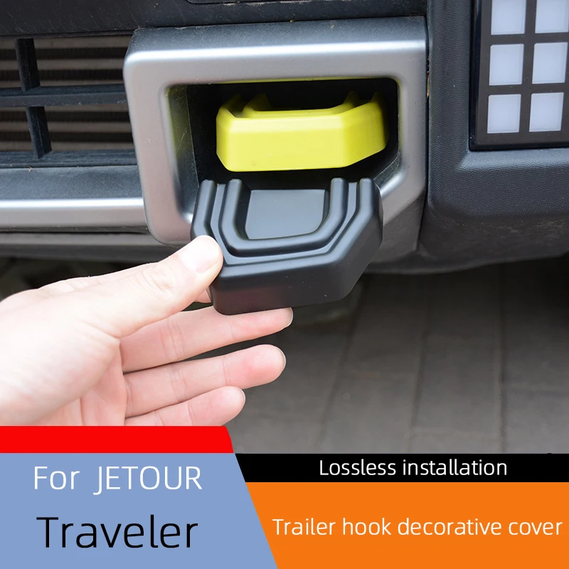 

For Chery Jetour Traveller T2 2023 2024 2025 Off-Road ABS Trailer Cover Hook Carbon Pattern Black Trailer Hook Sticker Modified