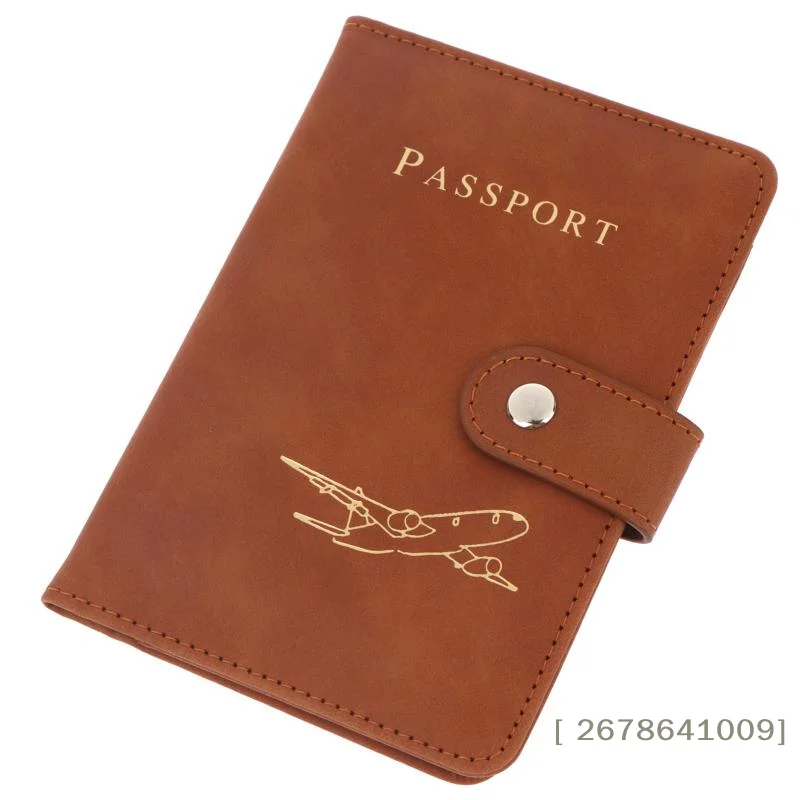 ⚑Airplane Embossed PU Leather Passport Cover Snap Button Multi Card Slot Travel Passport Holder For Business Trip Vacation