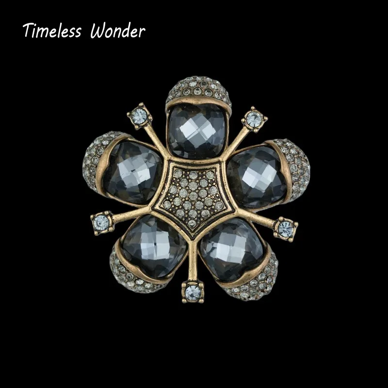 Timeless Wonder Fancy Zircon Floral Brooch Pins for Women Designer Jewelry Runway Top Trendy Rare Gift Classy Vintage 7523