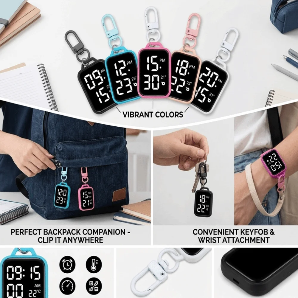 Digital Display Electronic watch Pocket-Sized One-Button Operation Student electronic watch Portable Mute Digital Display Watch