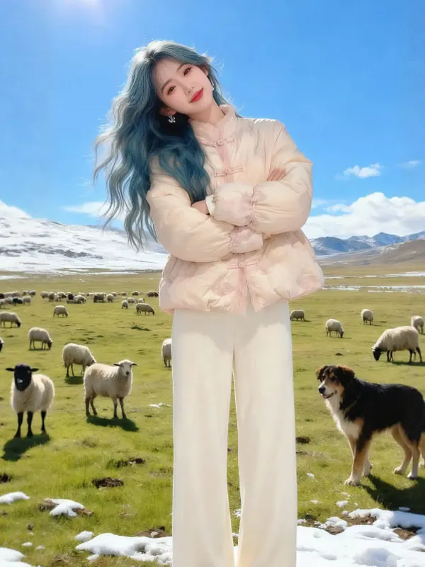 

New Chinese Sle Embroidered Fce Lined ort Jaet Spring 2025 Faionable Cotton Coat Buttoned Warmth Guaranteed